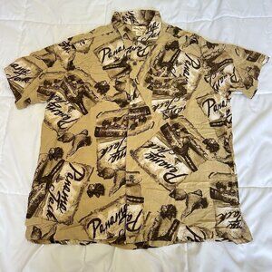 Panama Jack Hawaiian Buried Treasure Mens XL Short Sleeve Shirt Brown Tan Y2K